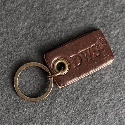 Ox & Pine Personalized Rectangle Leather Keychain