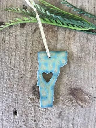 Handmade State Pottery Ornament Vermont