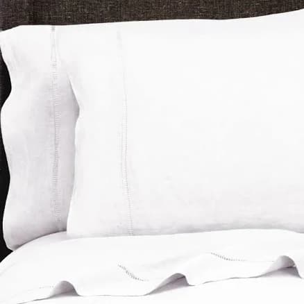 Melange Home Belgian Linen Ladder Stitch Sheet Set