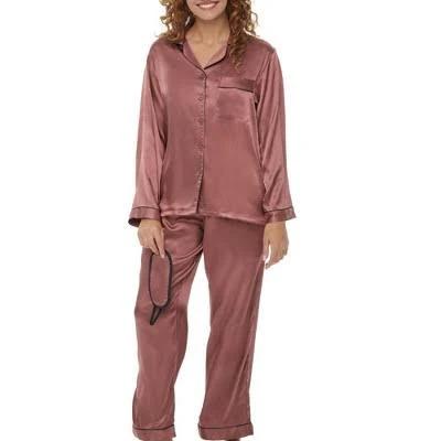 ADR Long Sleeve Satin Pajama Set for Women's Satin PJs for Women's Set