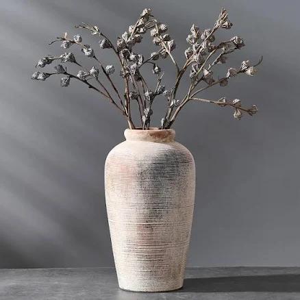 Vaseking Large Ceramic Rustic Vase, 11 inch Minimalist Decorative Vase, Farmhouse Tall Vase for Home Decor, Living Room, Shelf Decor, Enterway,