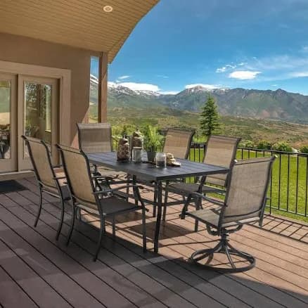 7-Piece Outdoor Patio Dining Set with Rectangular Table and Swivel Dining Chairs