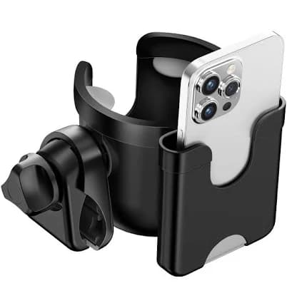 Guiseapue Cup Holder for Walker, Stroller Cup Holder with Phone Holder, Wheelchair Cup Holder, Stroller Accessories for Uppababy, Nuna, Doona,