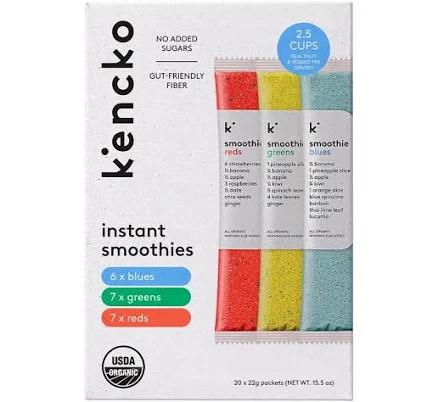 kencko Smoothie Mix Variety Pack 20 Instant Breakfast Smoothies