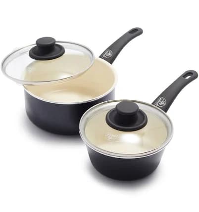 GreenLife Soft Grip Healthy Ceramic Nonstick Saucepan Pot Set with Lids