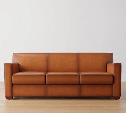 Pottery Barn Ashby Square Arm Leather Sofa