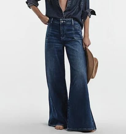 High-Rise Wide-Leg Trouser Jeans by Pilcro in Blue, Size: 24 at Anthropologie