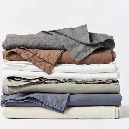Organic Relaxed Linen Sheets | Restorative Comfort King Fitted Sheet / Natural Chambray