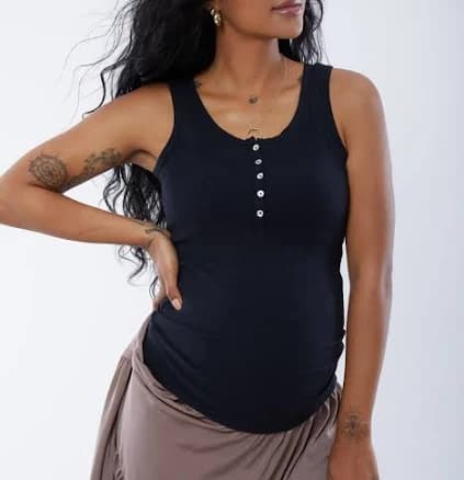 Ingrid & Isabel Maternity Ribbed Henley Tank