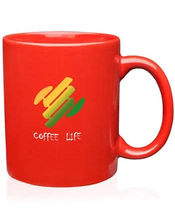 Red Custom Printed Coffee Mugs - Traditional Ceramic (11 oz) (Red - Sample)