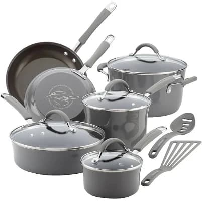 Rachael Ray 12-Piece Cucina Hard Porcelain Enamel Cookware Se
