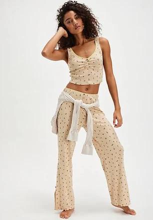 Free People Fresh In Love Lounge Set Bluebird Combo