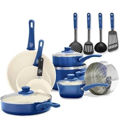 GreenLife Soft Grip 16-Piece Aluminum Healthy Ceramic Nonstick Cookware Set