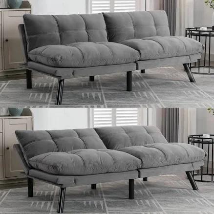 Modern Velvet Convertible Folding Futon Couch Sofa Bed