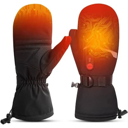 SNOW DEER Heated Ski Mittens for Men Women, Electric Mitts Gloves Rechargeable Battery Heated Hand Glove for Arthritis Skiing Hiking