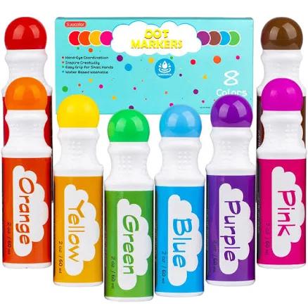 Dot Markers for Toddlers Kids Preschool, Bingo Daubers Washable Art Markers 8 Colors, Toddlers Arts and Crafts Supplies, Kids Painting Drawing