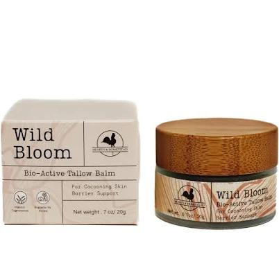 Hearth and Homestead: Handmade Wild Bloom Bio-Active Tallow Face Balm/Cream with Blue Tansy - Hydrate, Nourish, and Protect Skin - .7 oz