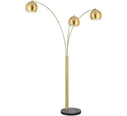 Hampton Bay BAL-4230 Caldwell 74.5 in. 3-Light Gold Arc Floor Lamp with Metal Shades and Black Marble Base