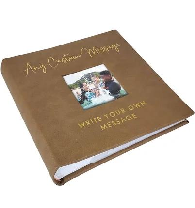 Personalized Photo Album, Custom Engraved Picture Album, Holds 200 4" x 6" Photos, Leatherette and Laser Engraved Scrapbook, Any Custom Message,