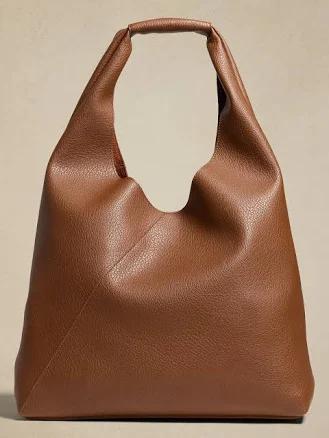 Women's Vegan Leather Slouchy Tote Cognac Regular Size One Size