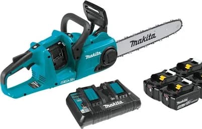 Makita XCU03PT1 LXT 14 in. 18V X2 (36V) Lithium-Ion Brushless Battery Chain Saw Kit with Four 5.0 Ah Batteries and Charger