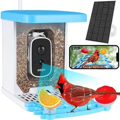 Smart Bird Feeder with Camera, Bird Feeders for Outdoors Bird Watching Camera 2.5K 4MP, AI Identify Auto Capture Bird Videos,Detection & Notify,