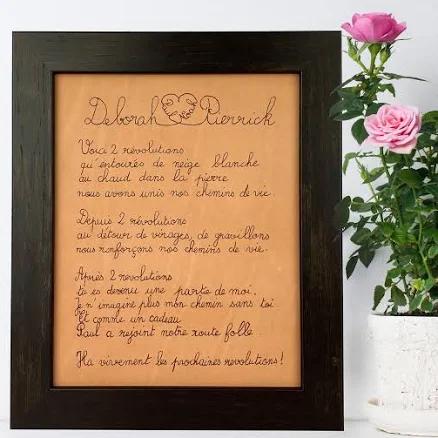 Engraved leather love letter art - your handwriting