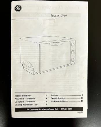 Ge Countertop Toaster Oven Model 106632 User Manual English/spanish 12