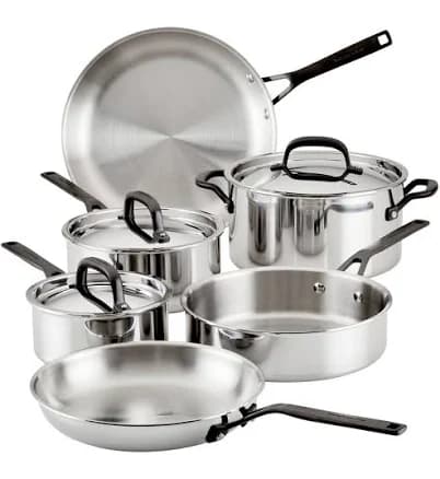 KitchenAid 9-Piece 5 Ply Clad Stainless Steel Cookware Set