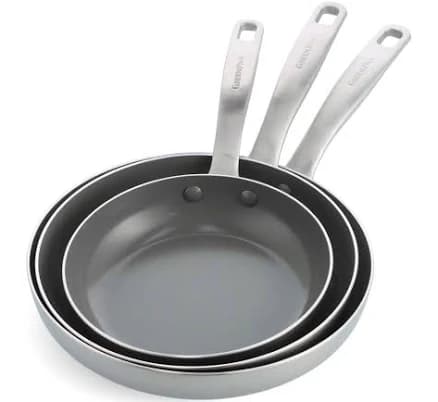 GreenPan Chatham Tri-Ply Stainless Steel Ceramic Nonstick Frying Pan Set