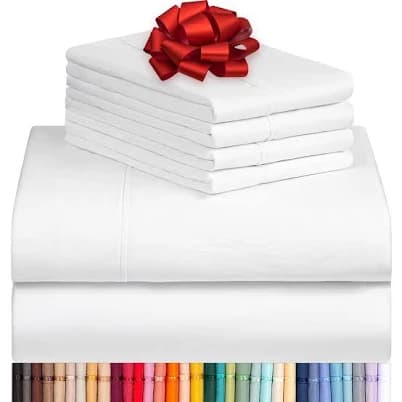 LuxClub 6 PC Sheet Set Bamboo Sheets Deep Pockets 18" Eco Friendly Wrinkle Free Sheets