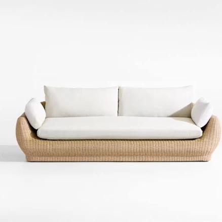 Crate & Barrel Ipanema Outdoor Wicker Sofa with Cushions