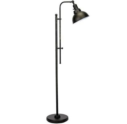 Merra 65 in. Adjustable Aged Bronze Industrial Floor Lamp with Metal Shade