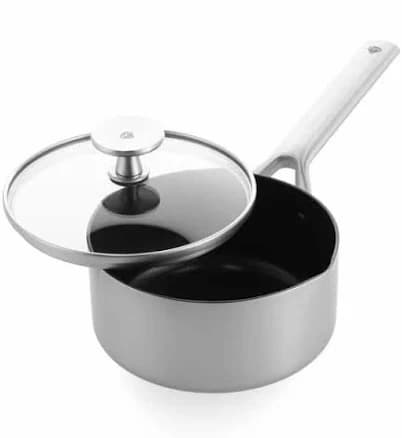 Blue Diamond Cookware Tri-Ply Stainless Steel Ceramic Nonstick 1.6QT Saucepan Pot with Lid