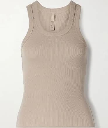 SKIMS Cotton Rib Tank - Latte - Women - Tan Tops - S