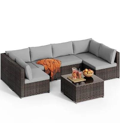 Qsun 7-Piece Outdoor Sectional Patio Furniture Set