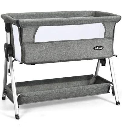 Costway Adjustable Baby Bedside Crib with Large Storage