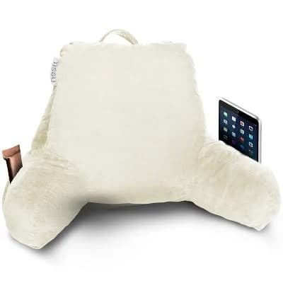 Nestl Memory Foam Reading Pillow for Kids, Small Reading & Bed Rest Pillow, Off White Back Pillow with Pockets