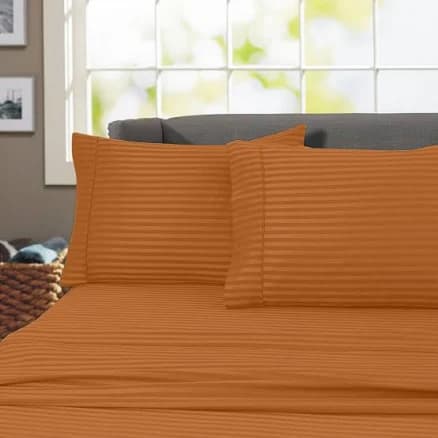 Hotel London Egyptian Cotton Striped Sheet Set Home Sweet Home Dreams Color: Spice Size: Full Sheet Set with 2 Pillowcases