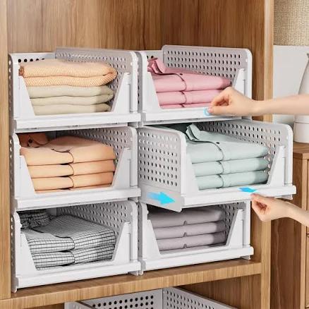 SNSLXH 5 Pack Stackable Closet Organizer Box