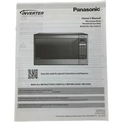 Owner's Manual Instructions Only For Panasonic Microwave Oven