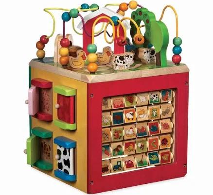 Battat Wooden Activity Cube Farm Cube