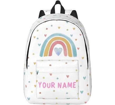 UJDUYSD Personalized Backpack for Girls Boys, Custom Backpacks with Name, Customized Rainbow School Bookbag for Kids, Personalized Casual Bookbags