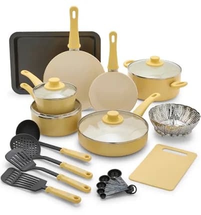 GreenLife 18-Piece Soft Grip Toxin-Free Ceramic Non-Stick Cookware Set