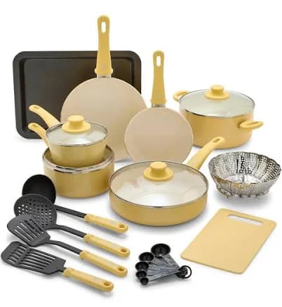 GreenLife 18-Piece Soft Grip Toxin-Free Ceramic Non-Stick Cookware Set