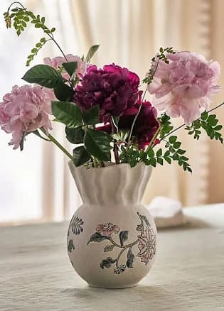Anthropologie Handpainted Stoneware Vase