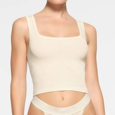 SKIMS Tank Top | Bone | White | Cotton Rib | 2XS | 2X-Small | Women's
