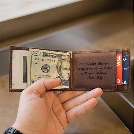 Personalized Leather Wallet with Sentimental Message