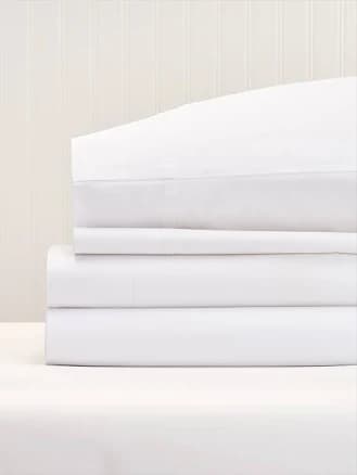 Clothesline Crisp Cotton Percale Sheet Set - White - Standard Pillowcase Pair - The Vermont Country Store