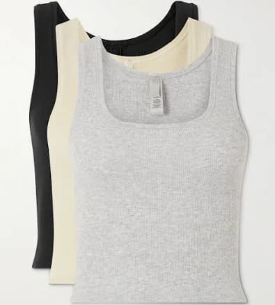 SKIMS Cotton Rib Tank 3-pack - Bone Light Heather Gray Soot - Women Tops - XXL
